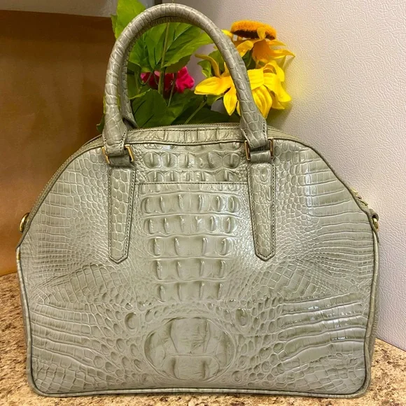 Brahmin Silver Sage Tarama Hudson Satchel
